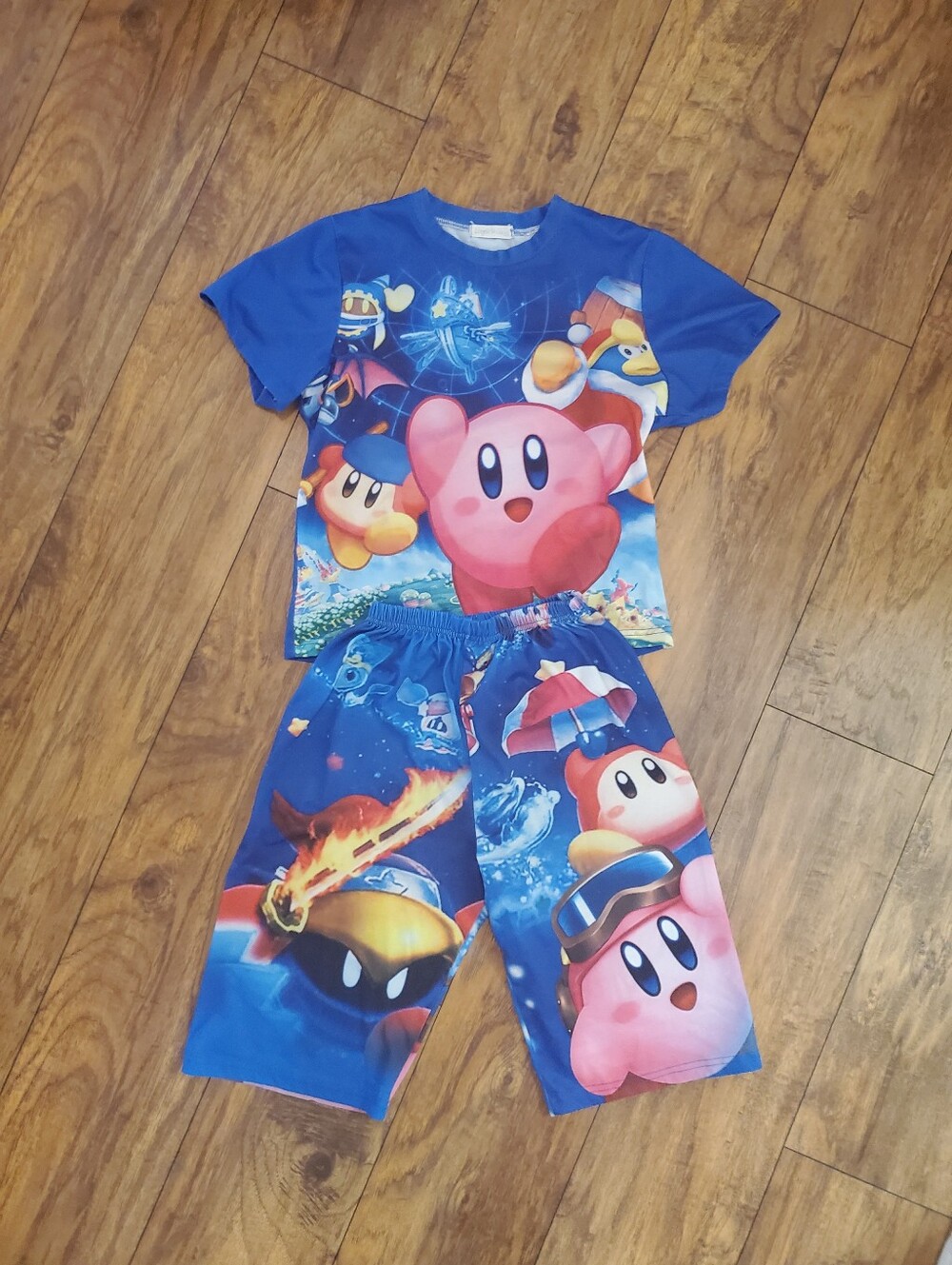Kirby Kids Blue Graphic Shirt & Gaucho Pants Set Approx Size 7/8